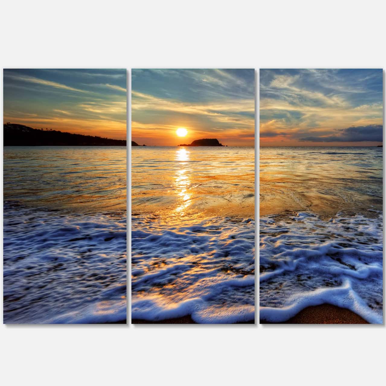 Designart - Peaceful Sandy Beach with Waves - Extra Large Canvas Art Print